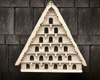 Six Tier Dovecote (Large Hole) Traditional English Triangular Wall Mounted Birdhouse for Doves or Pigeons