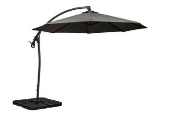 Grey 3m Deluxe Pedal Operated Rotational Cantilever Over Hanging Powder Coated Parasol with Cross Stand