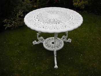 Victorian Round Table British Made, High Quality Cast Aluminium Garden Furniture