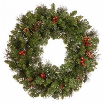 Crestwood Spruce 24" Wreath Cones,Berries,Glitter