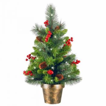 Crestwood Spruce 2ft Tree Cones,Berries,Glitter