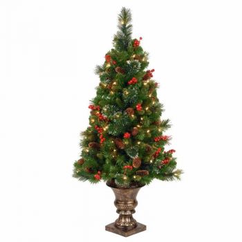 Crestwood Spruce 4ft Tree Cones,Berries,Glitter
