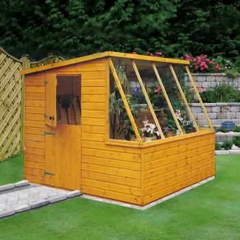 Iceni 8' x 6' Potting Shed Pre Hung Doors with Opening Glass Side Window Style A