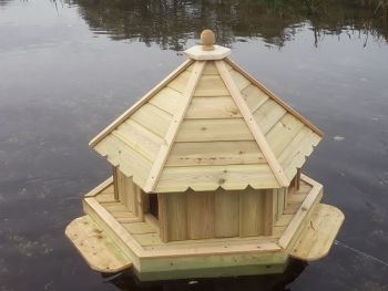 Buttercup Hexagonal Floating Duck House - Large, Waterfowl Nesting Box for Pond or Lake