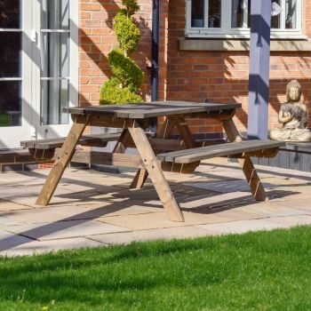 Oakham Rounded Picnic Bench 6ft - Rustic Brown