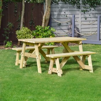 Oakham Picnic Table And Bench Set 4ft Light Green