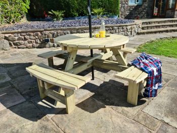 Westwood Round Picnic Table, traditional wooden garden furniture