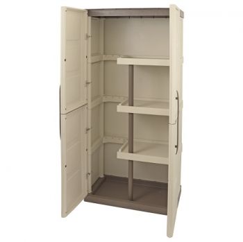 Cabinet with Broom Storage Plastic Garden Store Approx 700Lx390Wx1650H (mm)