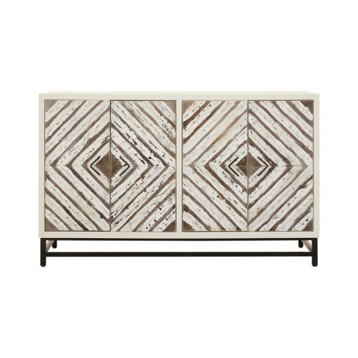 Lombok Geometric Pattern Door Sideboard - Metal/Wood - L55 x W130 x H80 ...