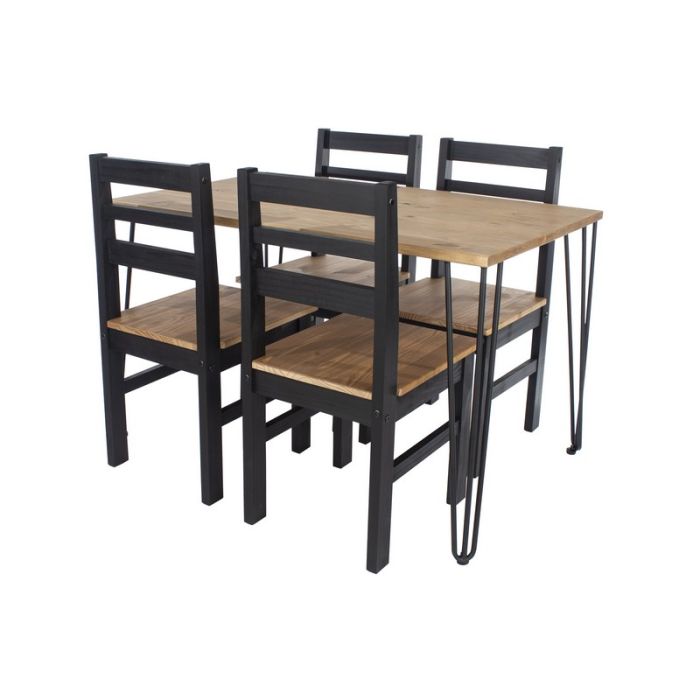 Large Back Table Augusta 1500 mm Large Rectangular Dining Table with 4 Linea Ladder Back ...