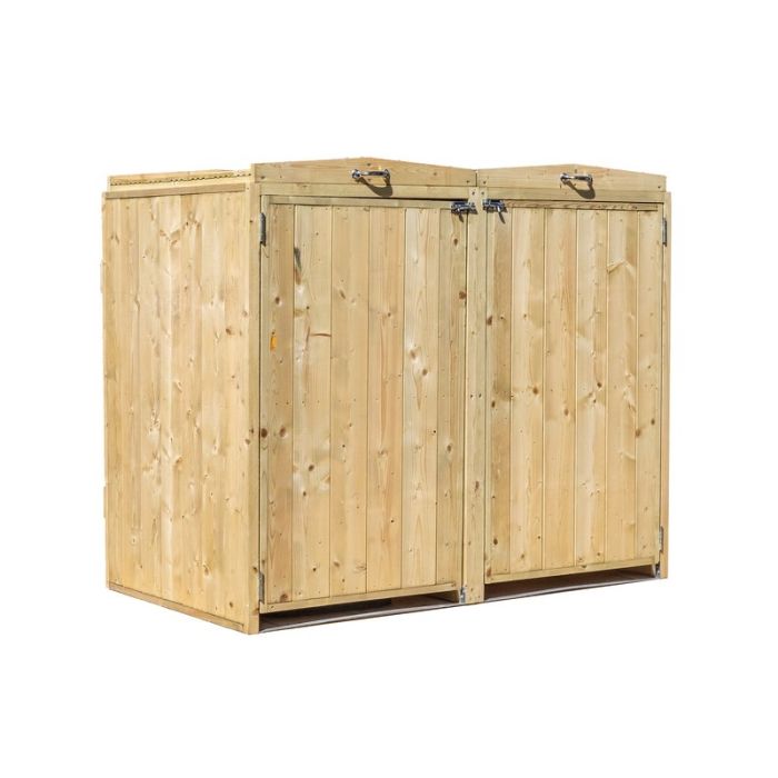 Pressure Treated Premium Double Bin Store - Timber - L80 x W142 x H117 ...