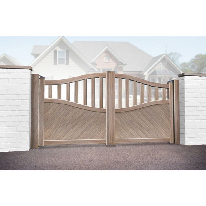 Double Swing Gate 3000x1800mm Wood - Diagonal Solid Infill and Bell ...