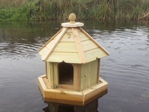 Buttercup Hexagonal Floating Duck House - Small, Waterfowl Nesting Box for Pond or Lake