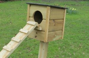 Wild duck nesting box on post
