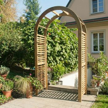 Rose Wooden Garden Arch Contemporary - Pressure Treated Timber - L137 x W68 x H244 cm
