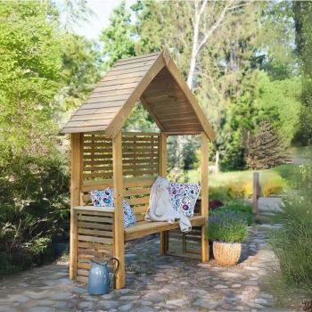 Orio Garden Arbour with Bench - Half Trellis - L158 x W77 x H220 cm - Easy Assembly