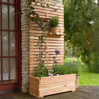 Garden Planter Larix Larch with Trellis - L89 x W43 x H117 cm