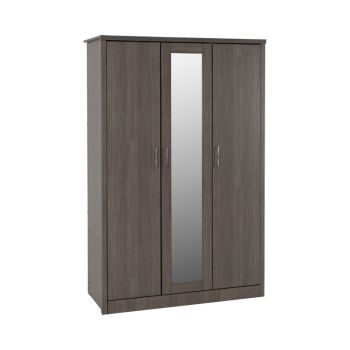 Lisbon 3 Door Wardrobe - L53.5 x W120 x H187 cm - Black Wood Grain