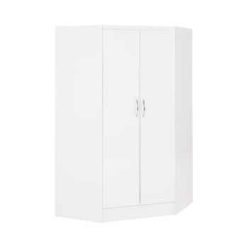 Nevada 2 Door Corner Wardrobe - L108 x W143 x H182.5 cm - White Gloss