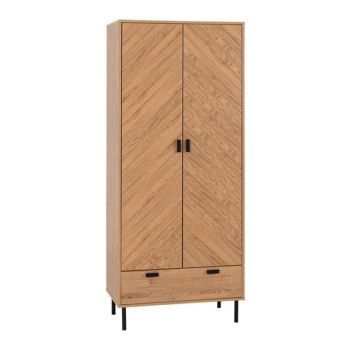 Leon 2 Door 1 Drawer Wardrobe - L47 x W80 x H190.5 cm - Medium Oak Effect