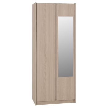 Paris 2 Door Mirrored Wardrobe - L50 x W200 x H80 cm - Smoked Ash