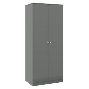 Denver 2 Door Wardrobe - L48 x W175 x H75 cm - Grey Gloss