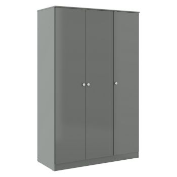 Denver 3 Door Wardrobe - L48 x W175 x H112 cm - Grey Gloss