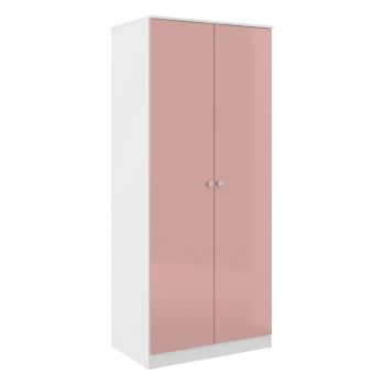 Denver 2 Door Wardrobe - L48 x W175 x H75 cm - White/Pink Gloss