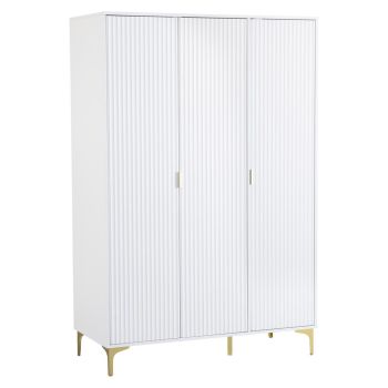 Miami 3 Door Wardrobe - L55 x W181.5 x H120 cm - White/Gold