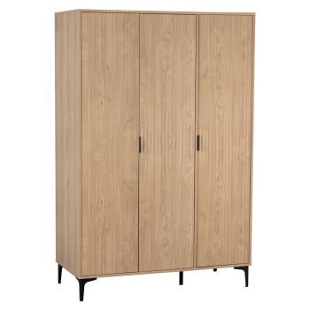 Miami 3 Door Wardrobe - L55 x W181.5 x H120 cm - Oak Effect/Black
