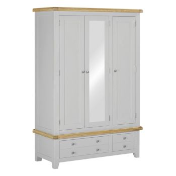 Windsor 3 Door 2 Drawer Wardrobe - L56 x W190 x H130.5 cm - Pebble Grey/Oak