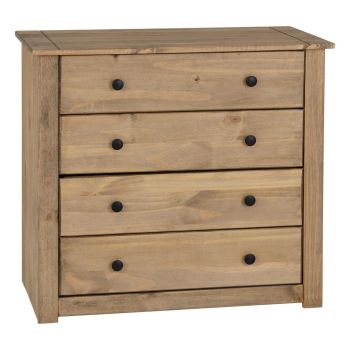 Panama 4 Drawer Chest of Drawers - L40.5 x W73 x H80 cm - Natural Wax