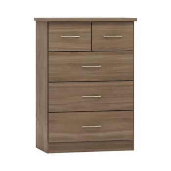 Nevada 3+2 Drawer Chest - L46 x W81 x H115.5 cm - Rustic Oak Effect