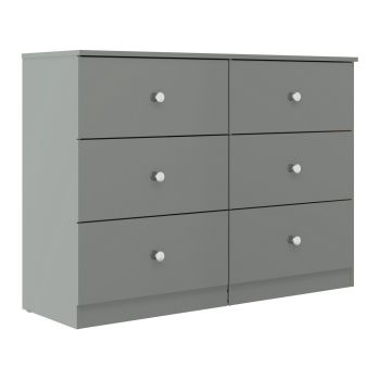 Denver 6 Drawer Chest of Drawers - L36 x W80 x H110 cm - Grey Gloss