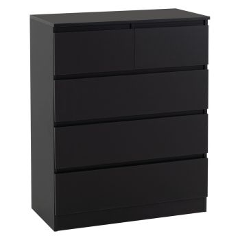 Malvern 3+2 Drawer Chest of Drawers - L40 x W99.5 x H80 cm - Black