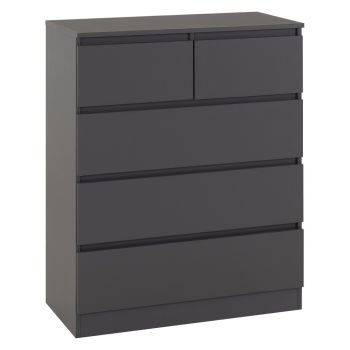 Malvern 3+2 Drawer Chest of Drawers - L40 x W99.5 x H80 cm - Grey