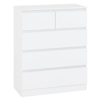 Malvern 3+2 Drawer Chest of Drawers - L40 x W99.5 x H80 cm - White