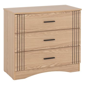 Tessa 3 Drawer Chest of Drawers - L40 x W72 x H80 cm - Natural Oak