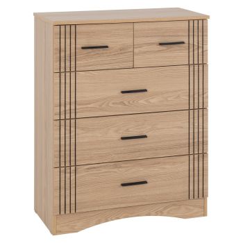 Tessa 3+2 Drawer Chest of Drawers - L40 x W100 x H80 cm - Natural Oak