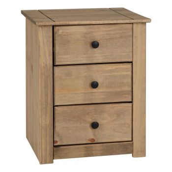 Panama 3 Drawer Bedside Table - L40.5 x W57 x H46.5 cm - Natural Wax