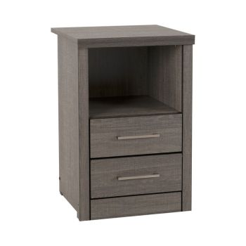 Lisbon 2 Drawer 1 Shelf Bedside - L40 x W40 x H61 cm - Black Wood Grain