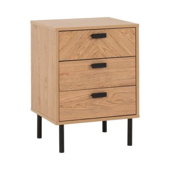 Leon 3 Drawer Bedside - L40 x W45 x H63.5 cm - Medium Oak Effect