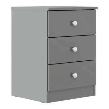 Multi Pack of 2 - Denver 3 Drawer Bedside Table - L36 x W55.5 x H40 cm - Grey Gloss