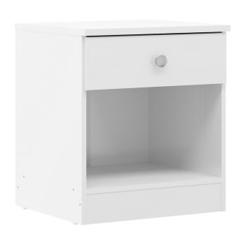 Denver 1 Drawer Bedside Table - L36 x W45.5 x H40 cm - White Gloss