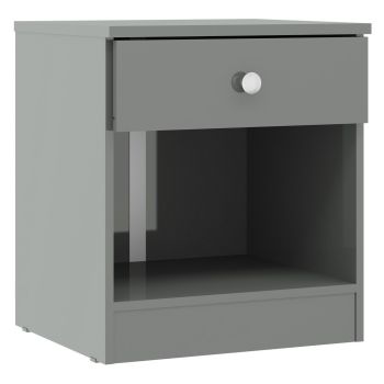 Multi Pack of 2 - Denver 1 Drawer Bedside Table - L36 x W45.5 x H40 cm - Grey Gloss