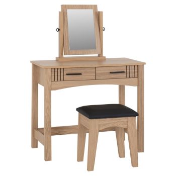 Tessa 2 Drawer Dressing Table Set - L40 x W74 x H90 cm - Natural Oak/Black