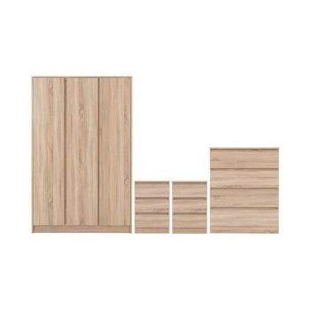 Malvern 3 Door Wardrobe Bedroom Set - Sonoma Oak Effect