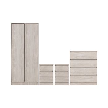 Malvern 2 Door Wardrobe Bedroom Set - Urban Snow