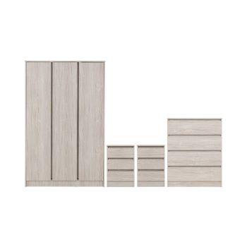 Malvern 3 Door Wardrobe Bedroom Set - Urban Snow