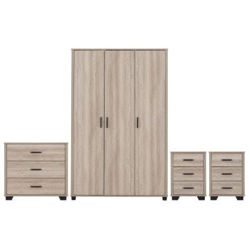 Oliver 3 Door Wardrobe Bedroom Set - L52 x W190 x H120 cm - Light Oak